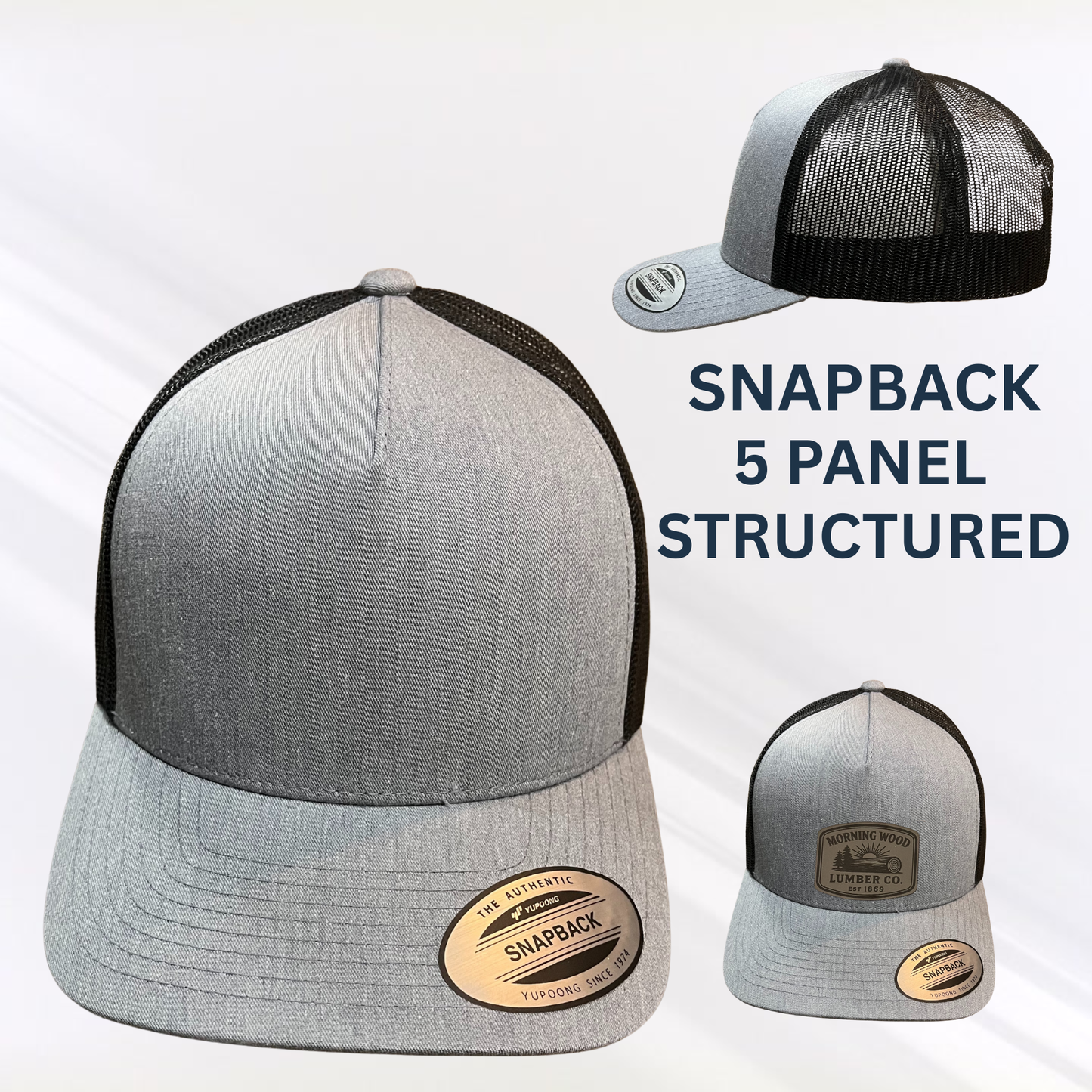 SNAPBACK 5 PANEL STRUCTURED HAT WITH PATCH OF CHOICE