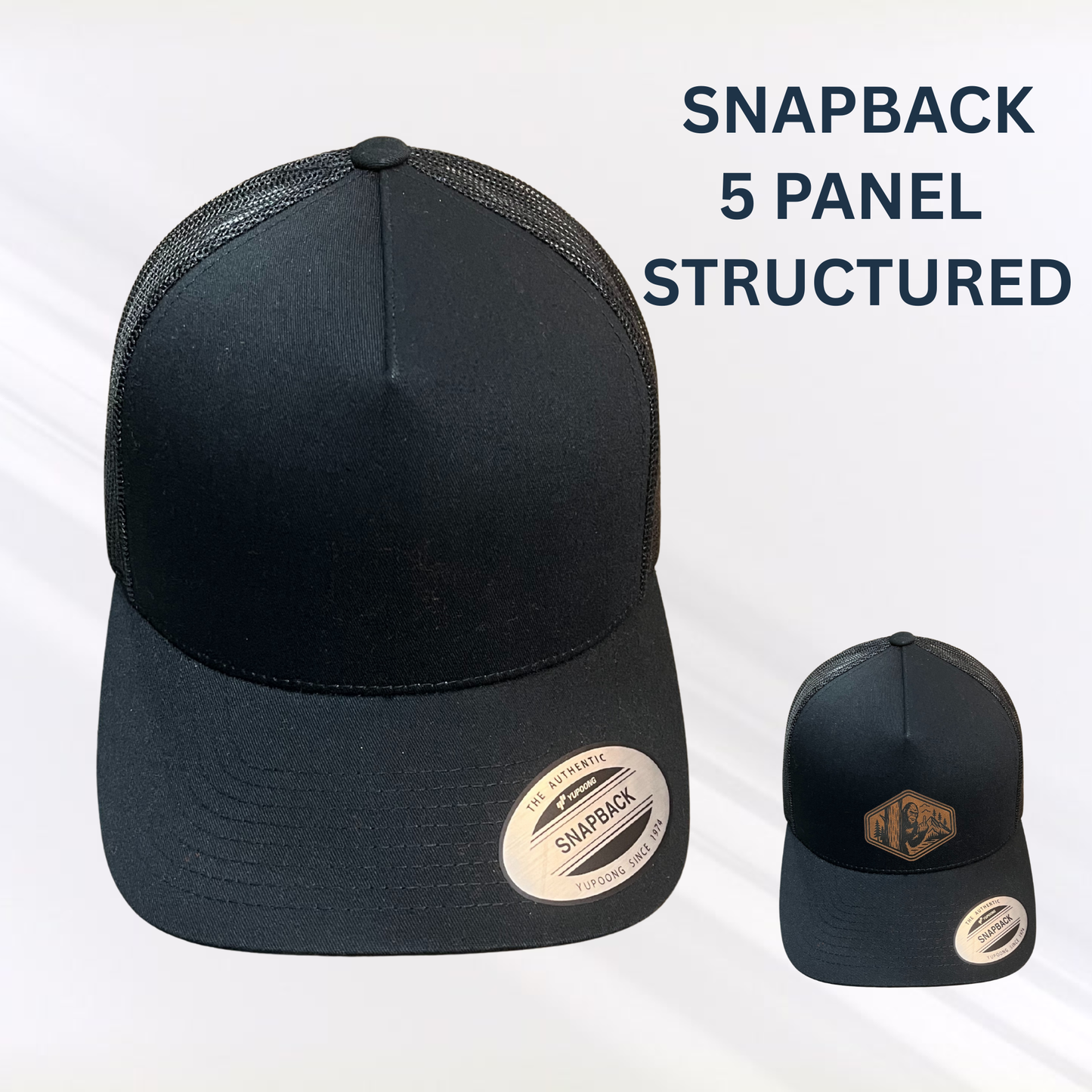 SNAPBACK 5 PANEL STRUCTURED HAT WITH PATCH OF CHOICE